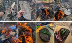 Как приготовить стейк на камне в условиях дикой природы