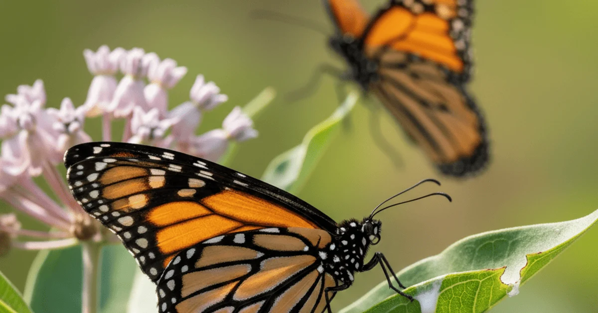 Метелик-монарх на кущі отруйного ваточника