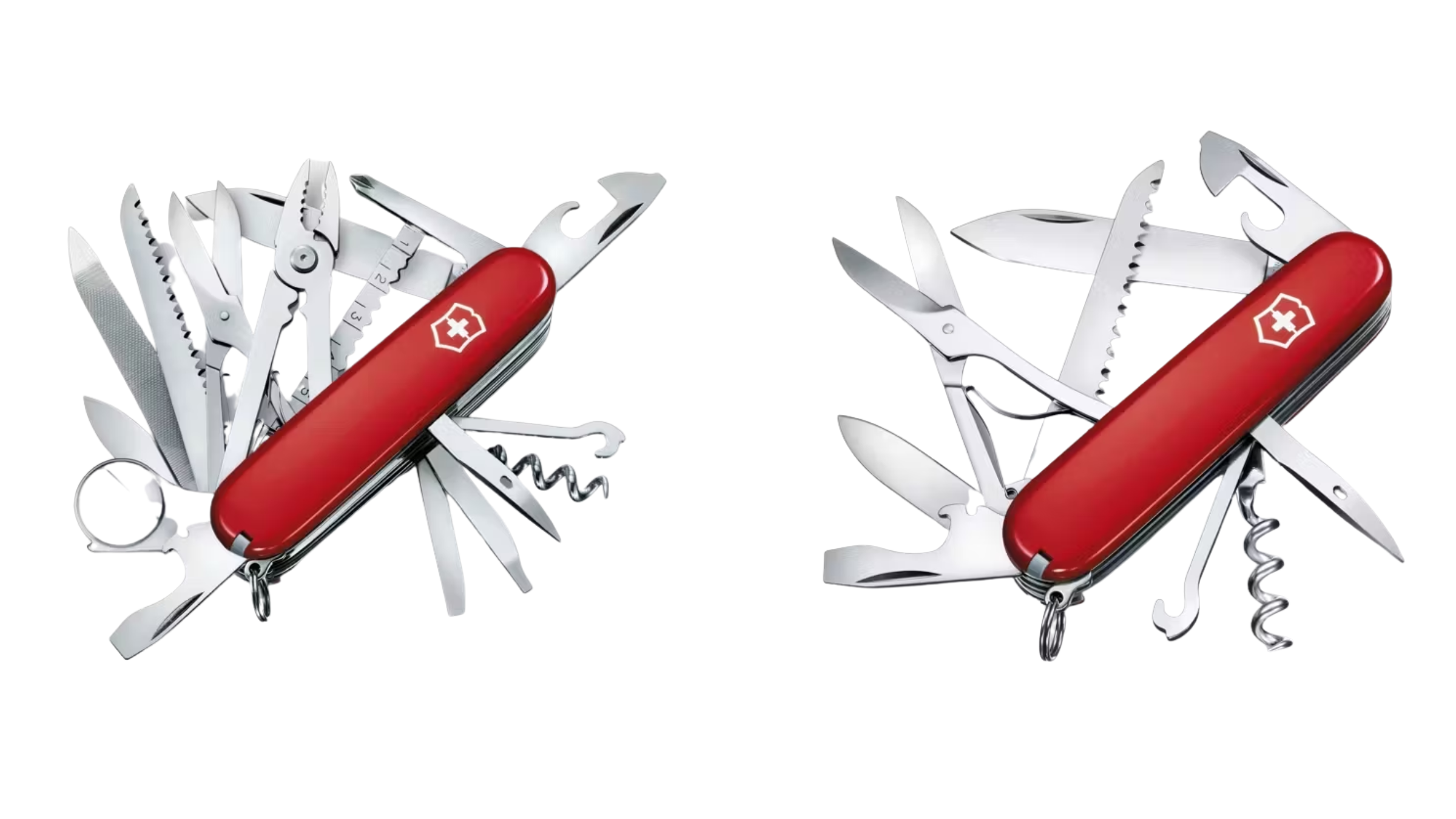 Швейцарський армійський ніж Victorinox, модель Huntsman ліворуч і модель Swiss Champ праворуч